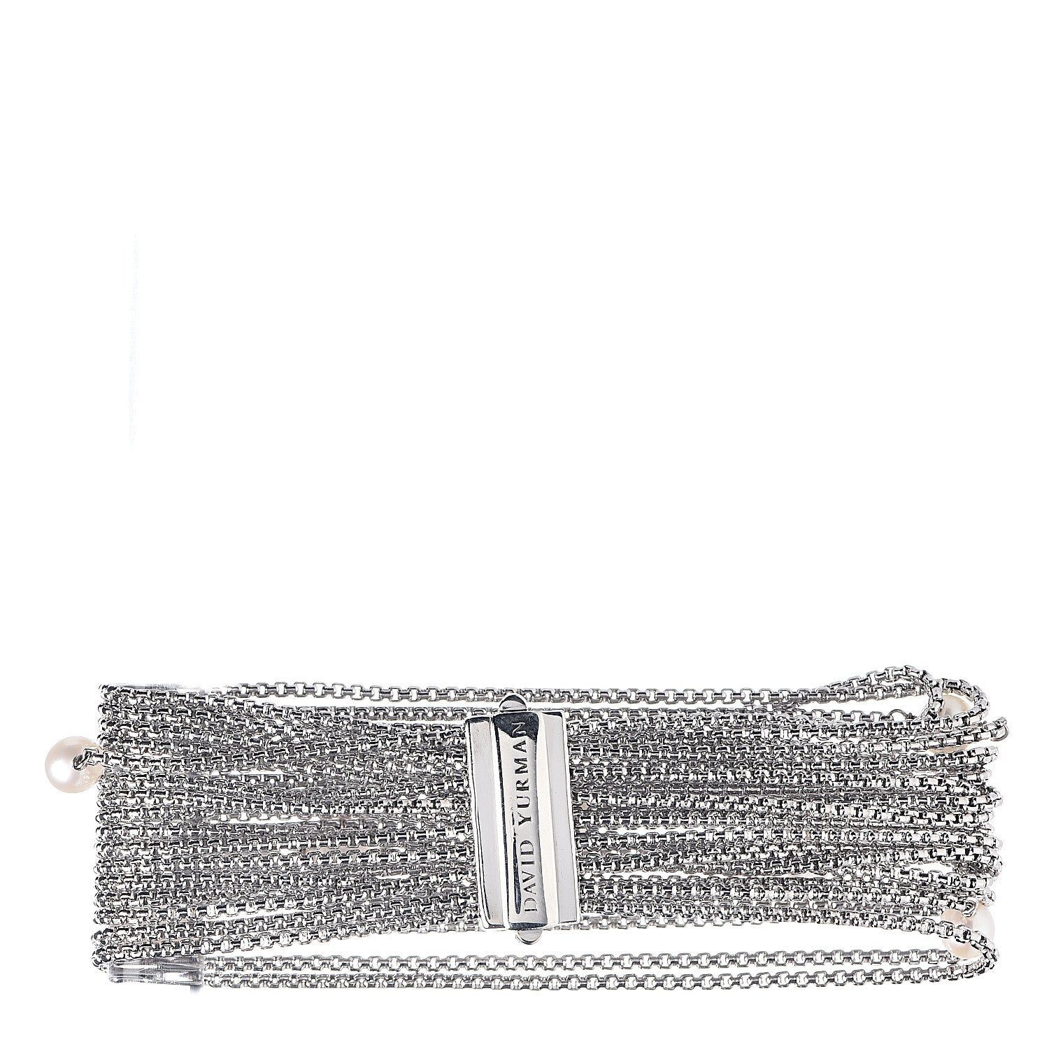 David Yurman Sterling Silver Pearl Sixteen-Row Chain Bracelet 3 of 4