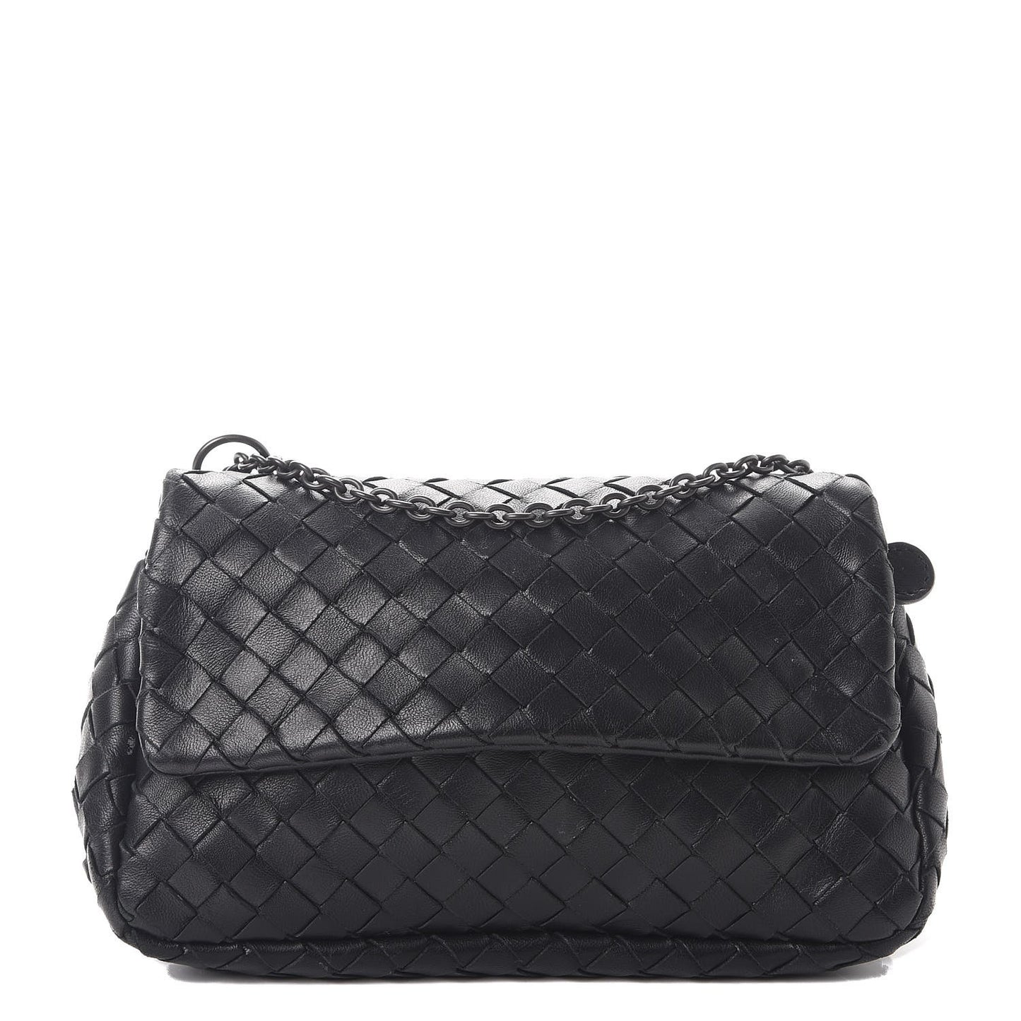 Nappa Intrecciato Mini Chain Messenger Black