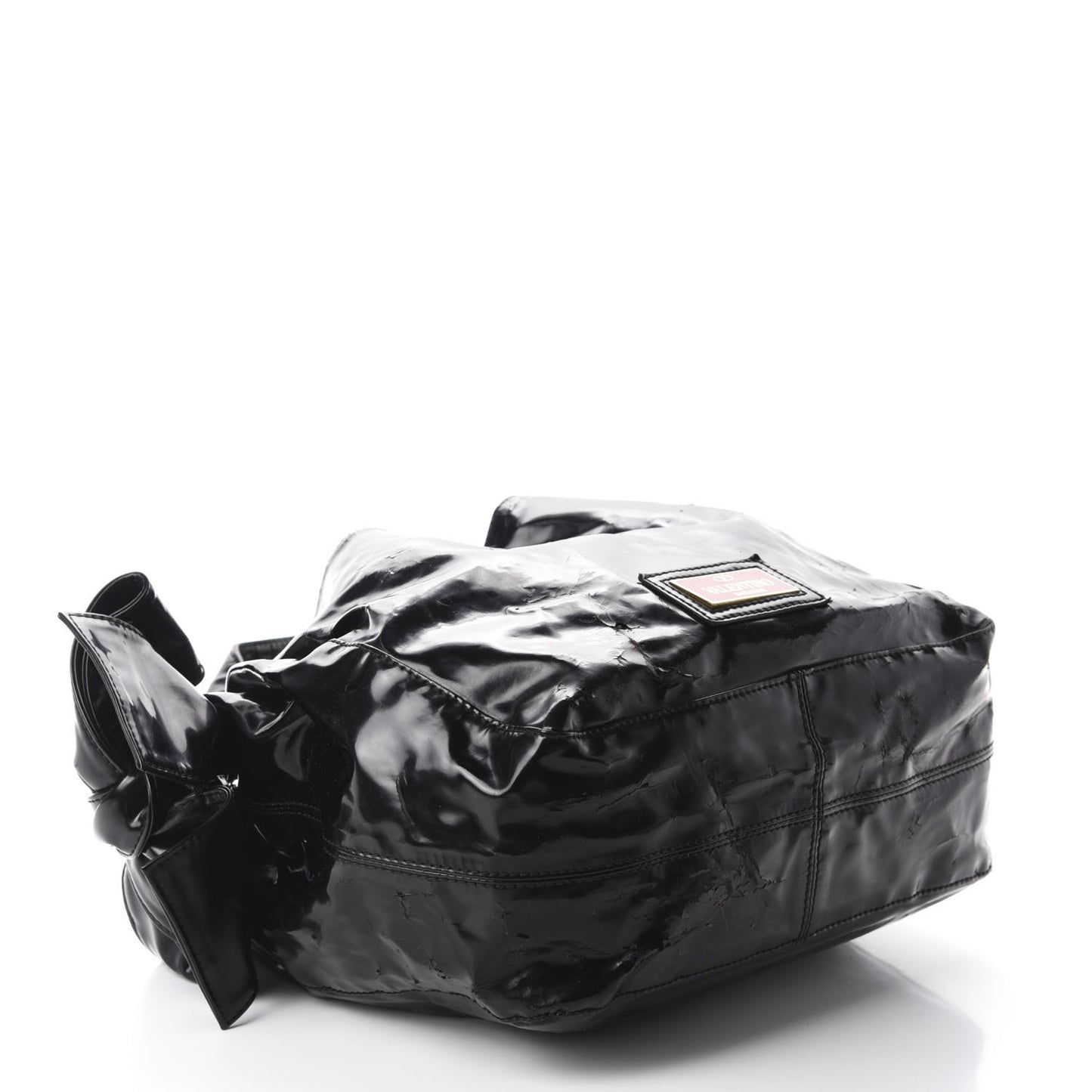 Patent Lacca Large Nuage Bow Hobo Black