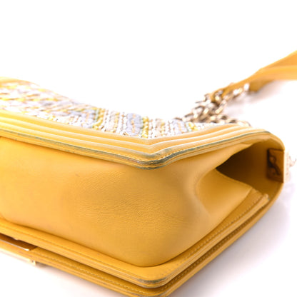 Chanel Calfskin Chevron Embroidered Medium Flap Yellow 8 of 11