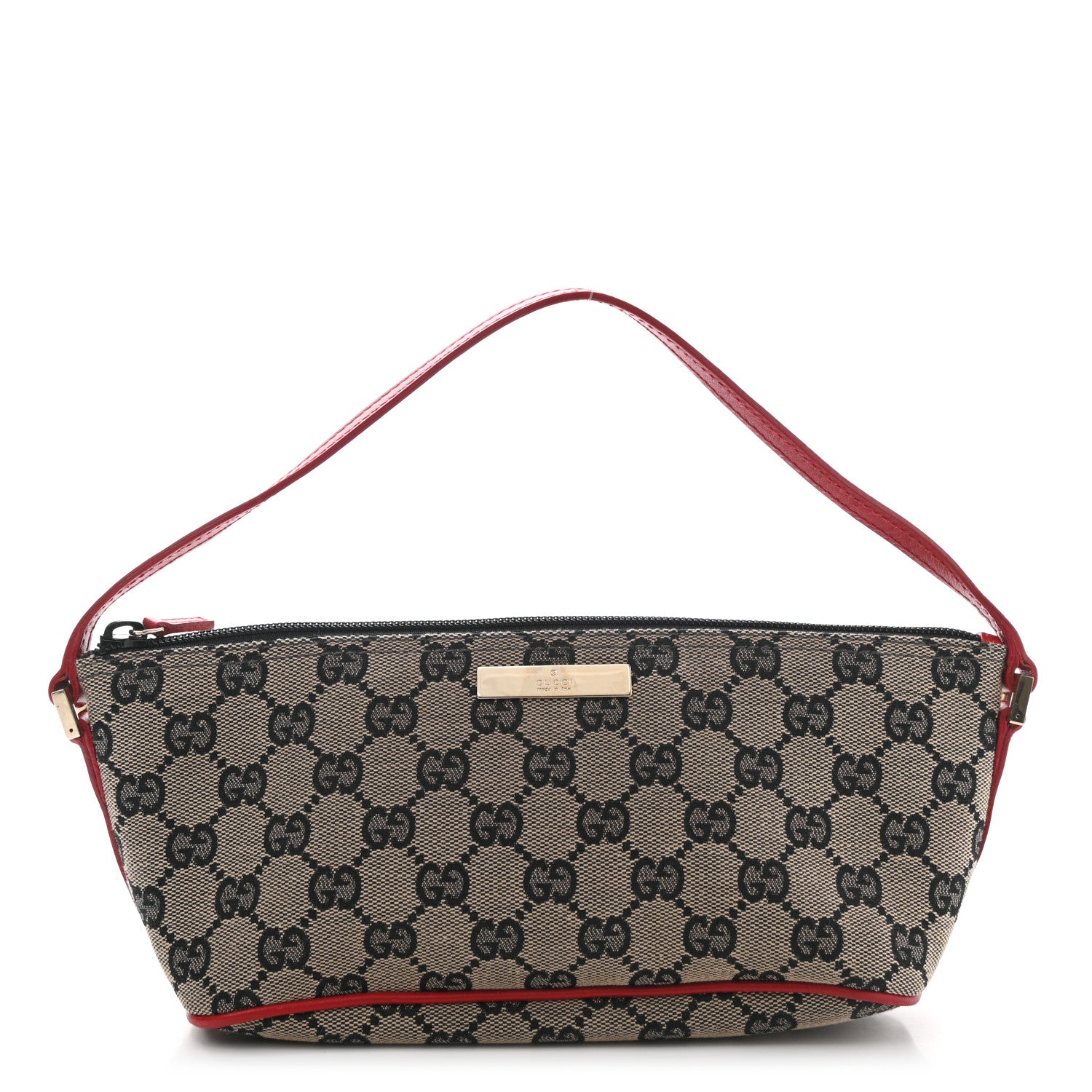 Gucci Monogram Boat Pochette Black Red 1 of 7