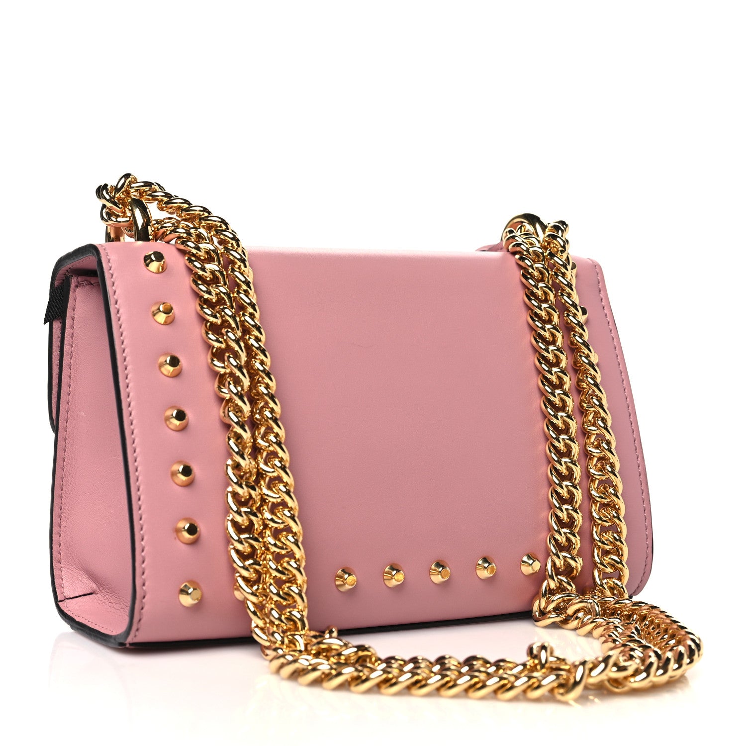 Gucci Calfskin Studded Small Padlock Shoulder Bag Carmine Rose 3 of 13