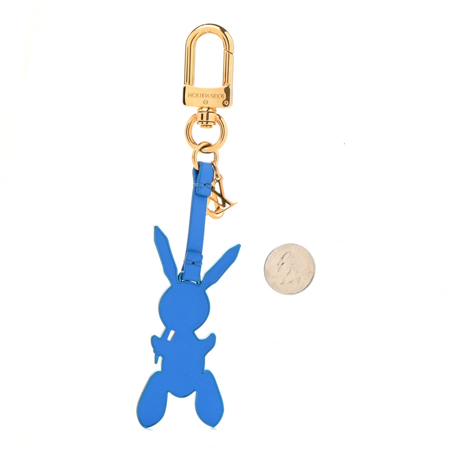 Calfskin Jeff Koons Masters LV Rabbit Bag Charm Key Ring Blue