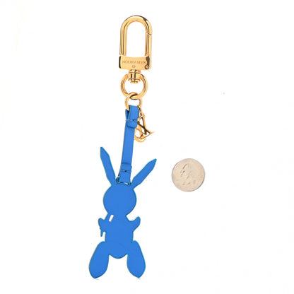Louis Vuitton Calfskin Jeff Koons Masters LV Rabbit Bag Charm Key Ring Blue 2 of 3
