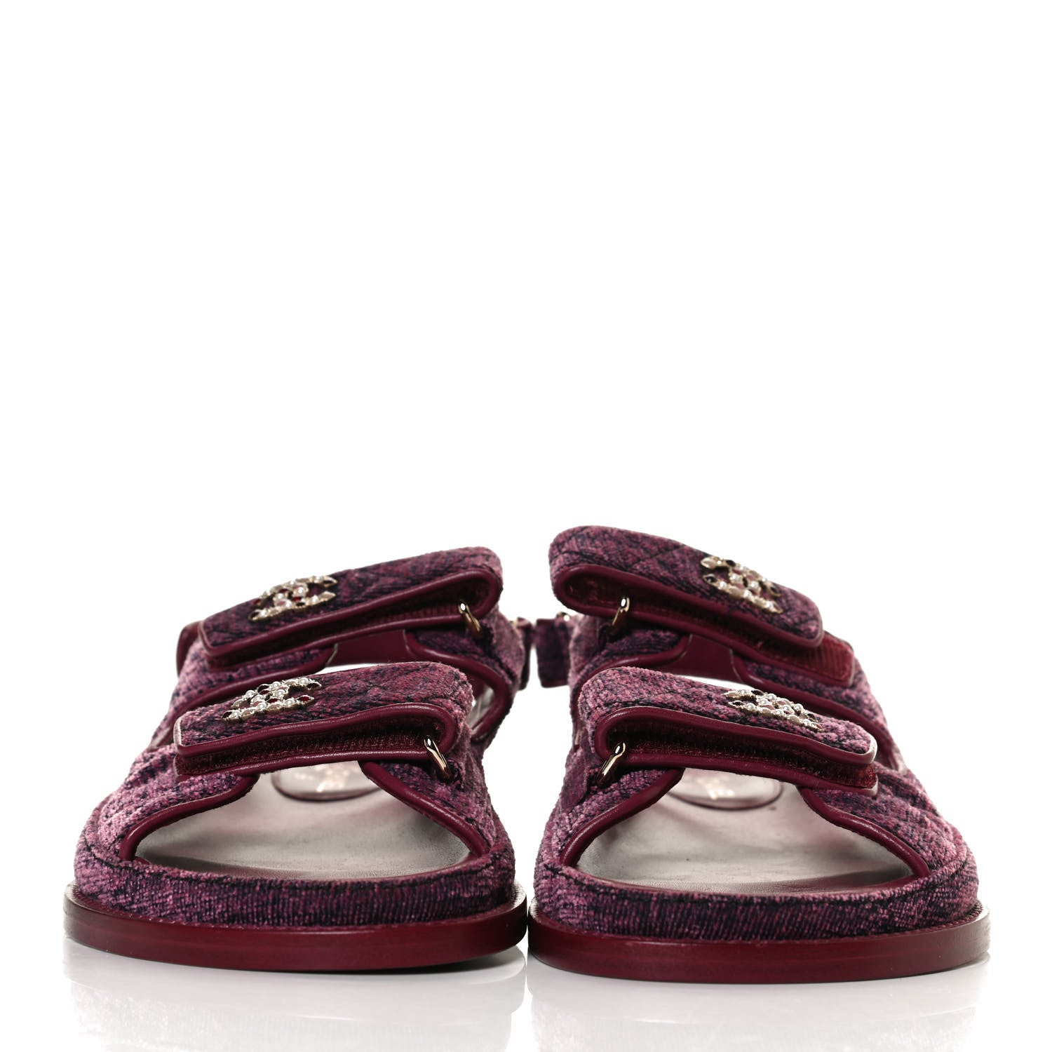 Chanel Velvet Velcro Dad Sandals 37.5 Pink 2 of 12