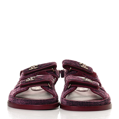 Chanel Velvet Velcro Dad Sandals 37.5 Pink 2 of 12