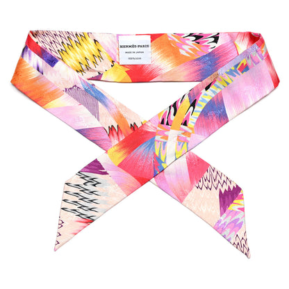 Hermes Silk All Over Marble Silk Twilly Rose Multicolor Ocre 1 of 4