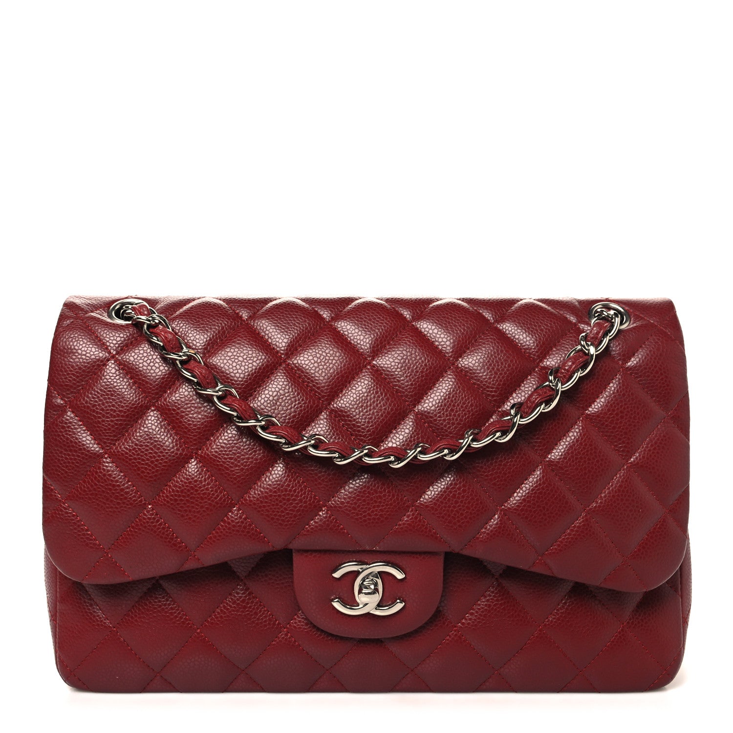 Chanel Caviar Quilted Jumbo Double Flap Dark Red 1 of 11