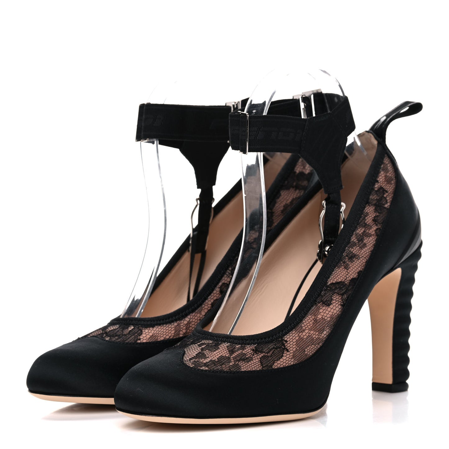 Satin Lace Promenade Pumps 38 Black Skin