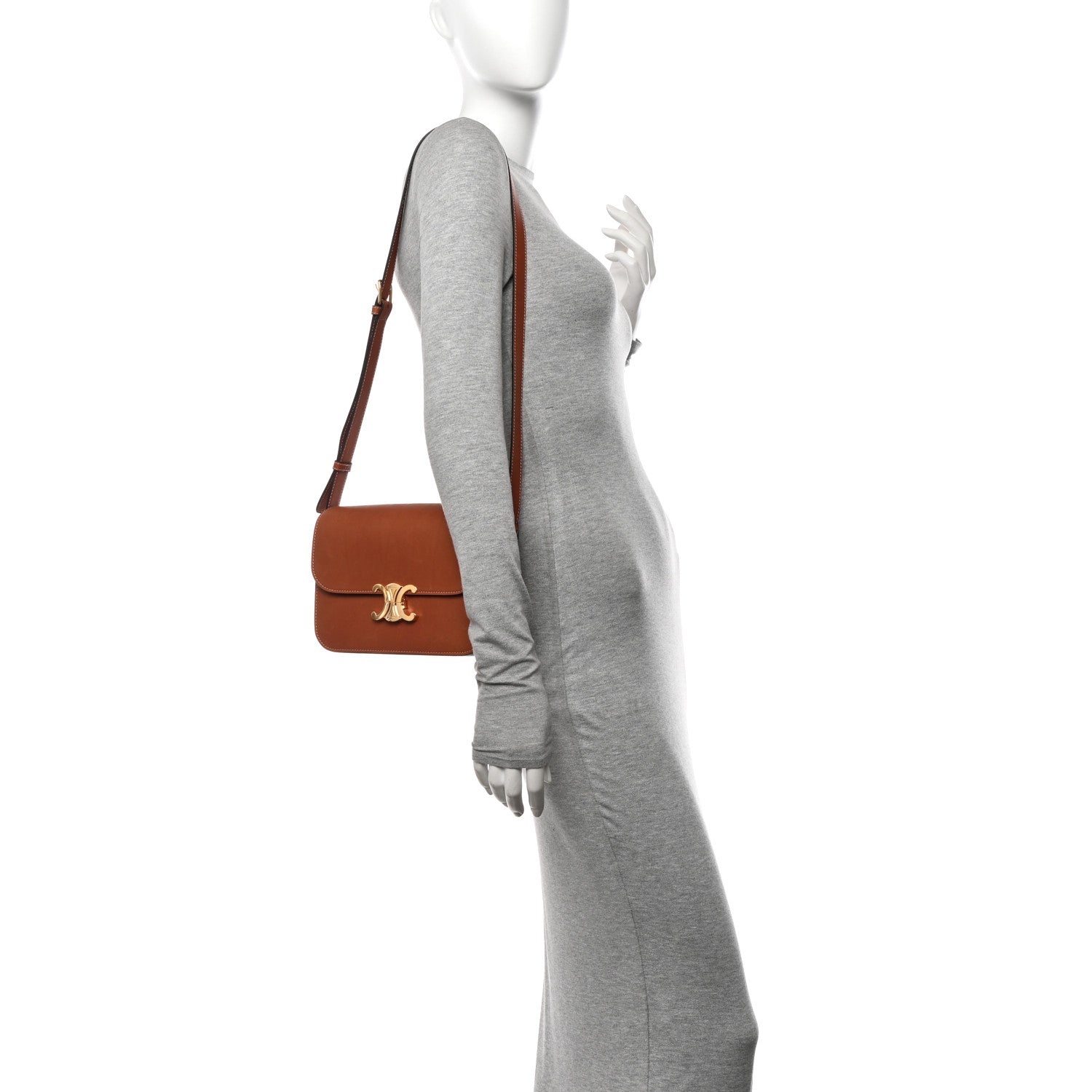 Celine Natural Calfskin Medium Triomphe Tan 2 of 13