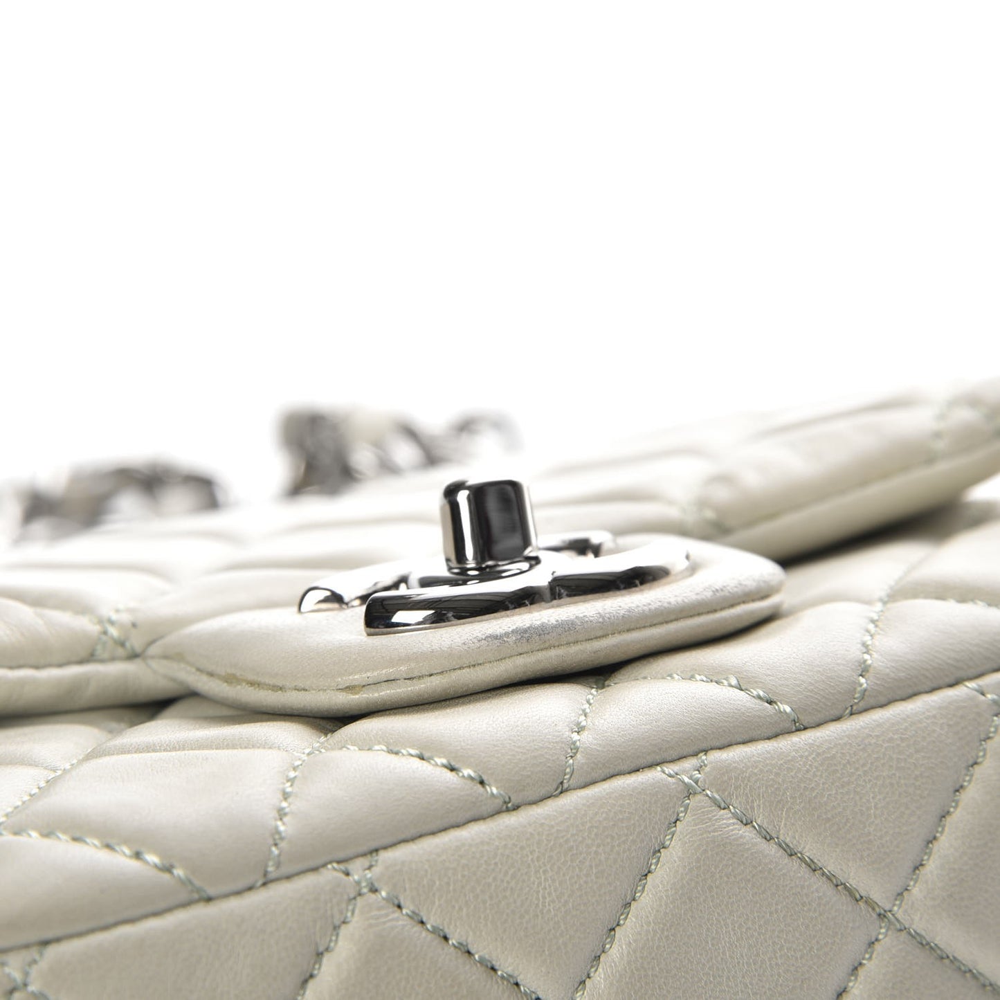 Lambskin Quilted Mini Square Flap Light Green