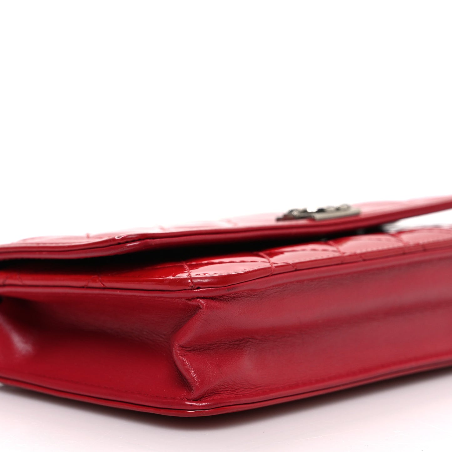 Patent Calfskin Quilted Boy Wallet On Chain WOC Red