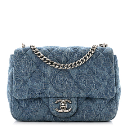 Chanel Denim Quilted Camellia Sweetheart Mini Flap Blue 1 of 11