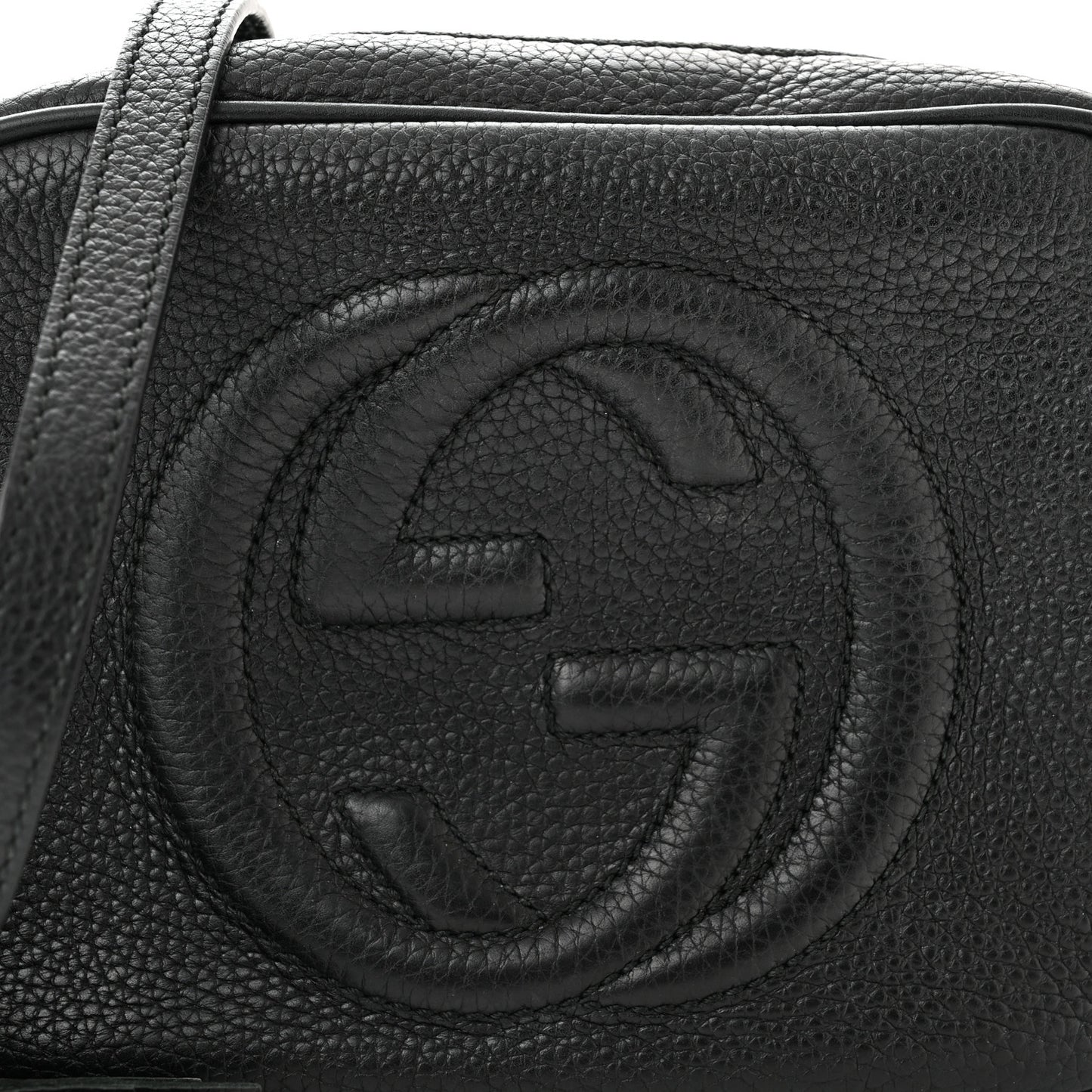 Pebbled Calfskin Small Soho Disco Bag Black