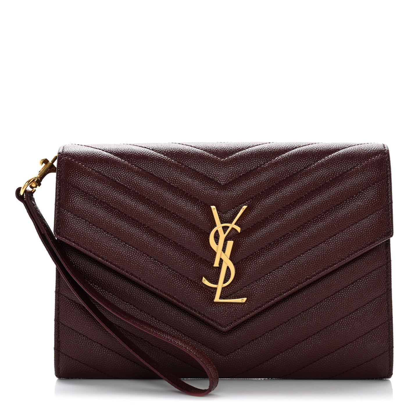 Grain De Poudre Matelasse Chevron Monogram Envelope Clutch Rouge Legion