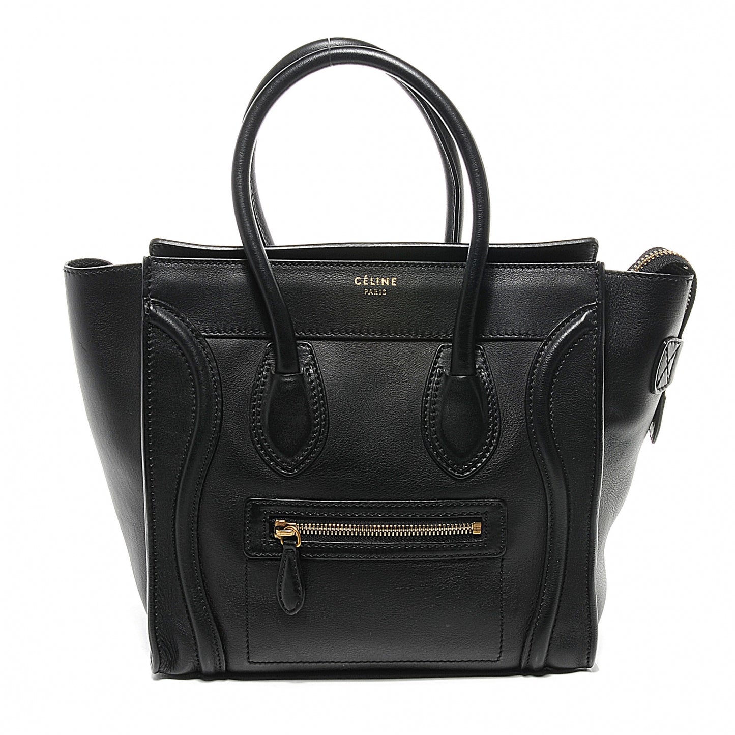 Drummed Leather Micro Luggage Bag Black
