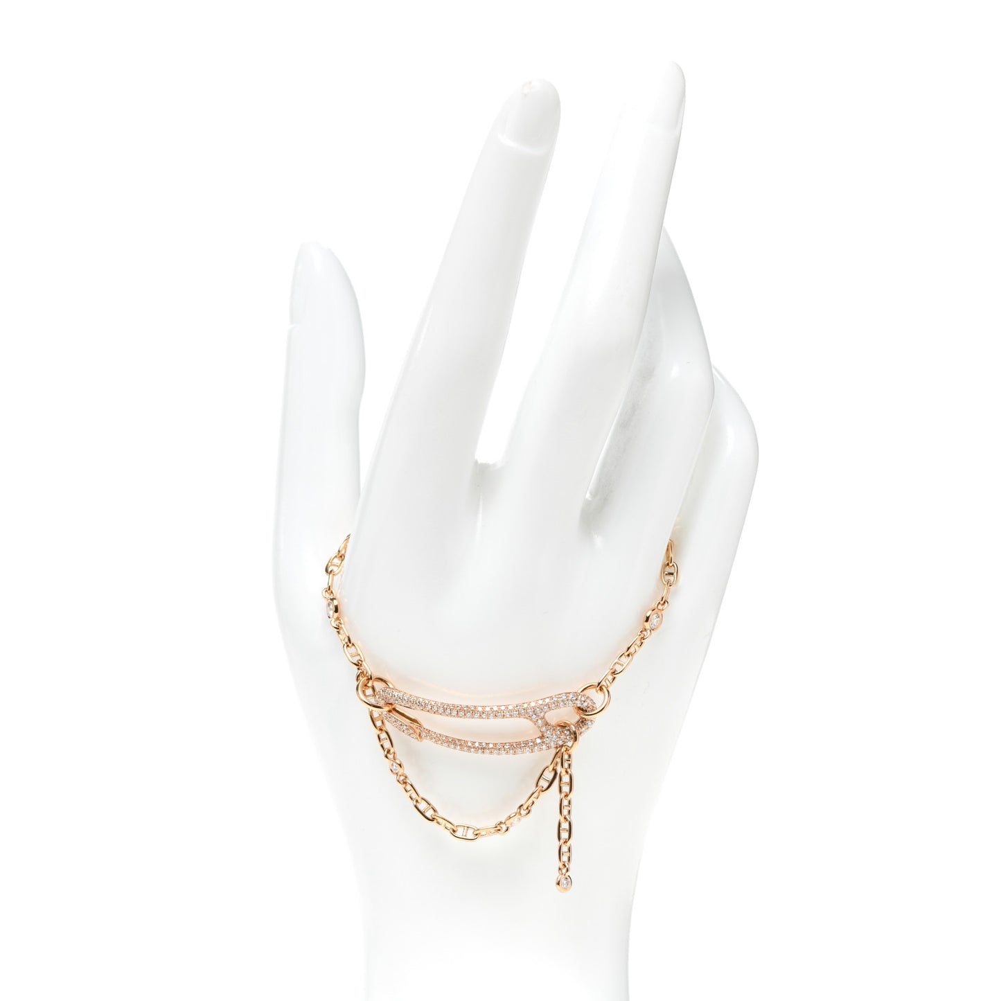 18K Rose Gold Diamond Pave MM Chaine D'Ancre Punk Bracelet ST