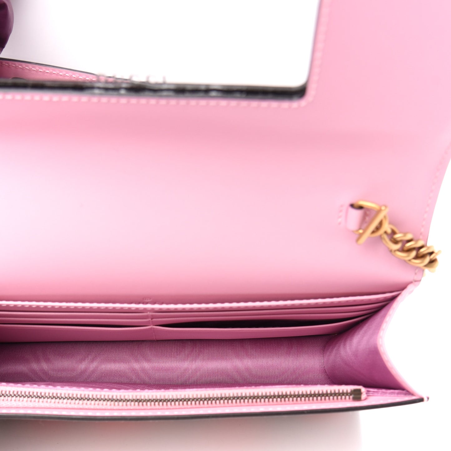 GG Supreme Monogram Strawberry Chain Wallet