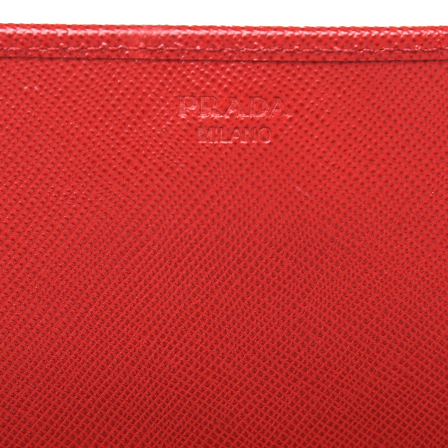 Prada Saffiano Metal Oro Chain Wallet Fuoco 2 of 7