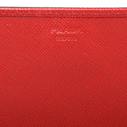Prada Saffiano Metal Oro Chain Wallet Fuoco 2 of 7