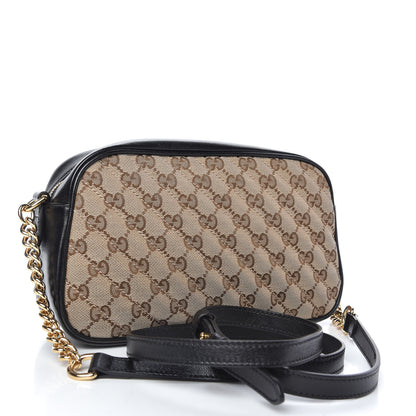 Gucci Monogram Matelasse Diagonal Small GG Marmont Chain Shoulder Bag Beige Black 3 of 10