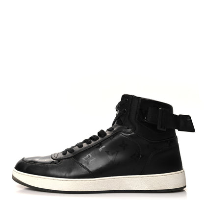 Louis Vuitton Calfskin Monogram Mens Rivoli High Top Sneakers 10 Black 1 of 8