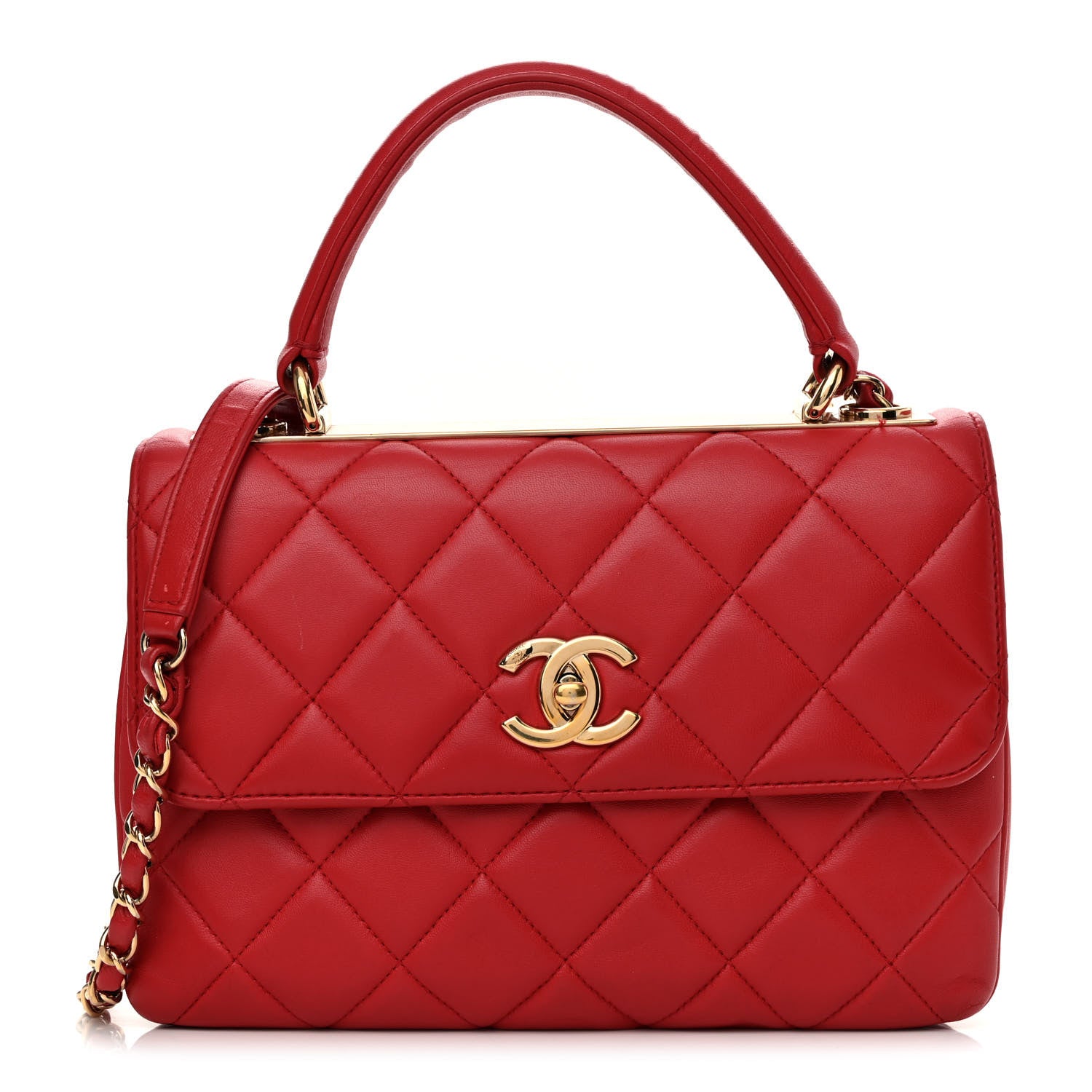 Chanel Lambskin Quilted Small Trendy CC Flap Dual Handle Bag Red 1 of 16