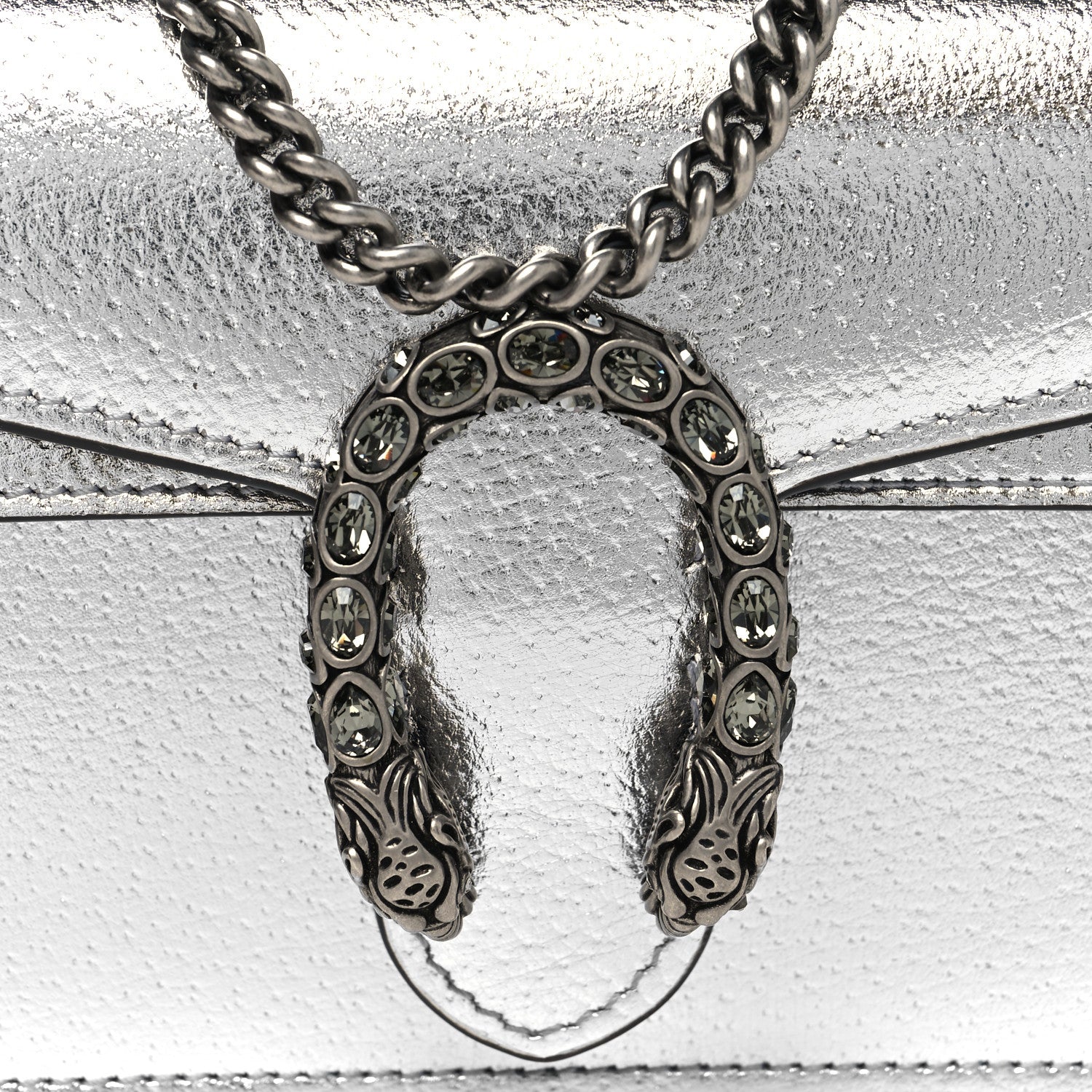 Gucci Metallic Calfskin Super Mini Dionysus Shoulder Bag Silver 7 of 10