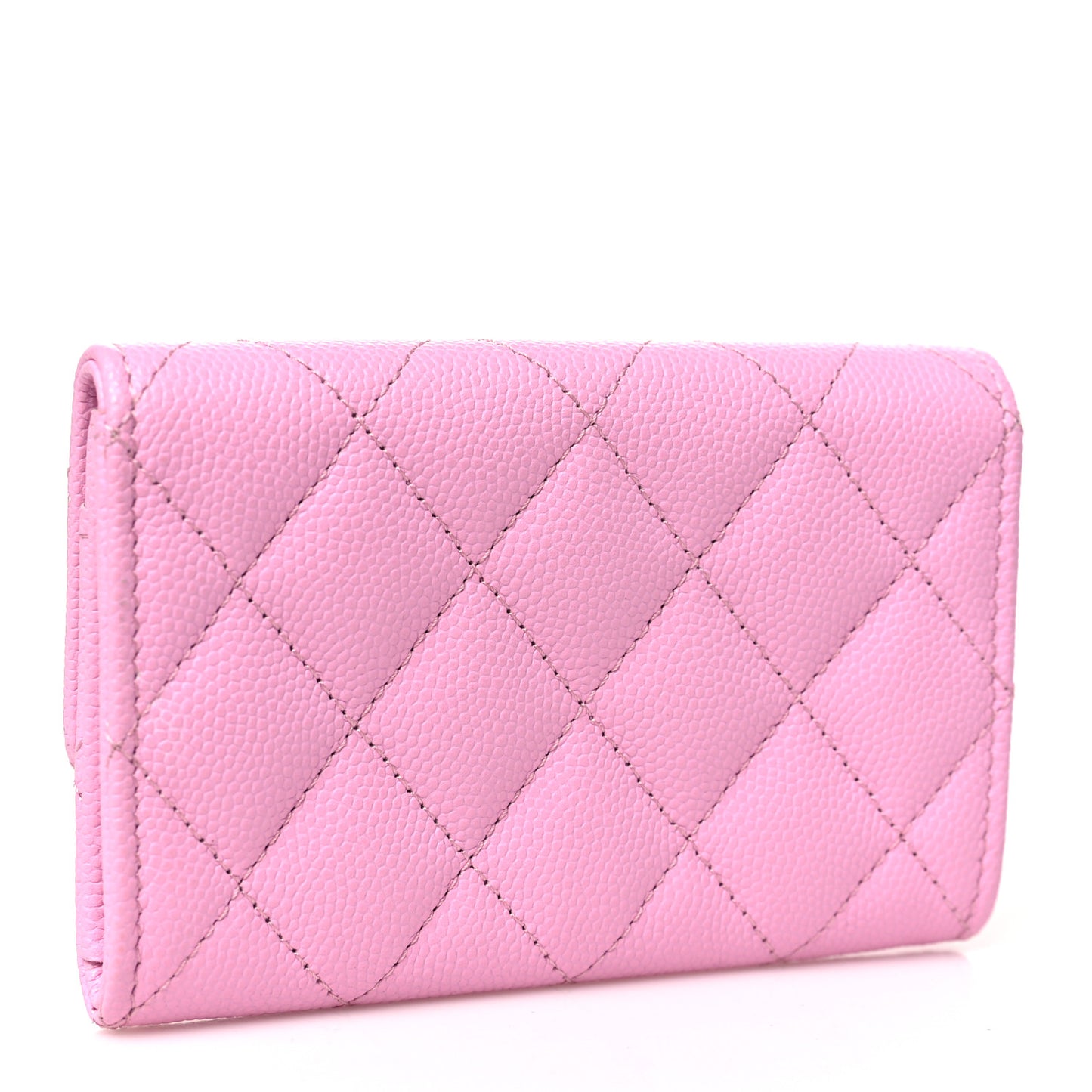 Caviar Metal Perforated Quilted CC Flap Card Holder Pink Green