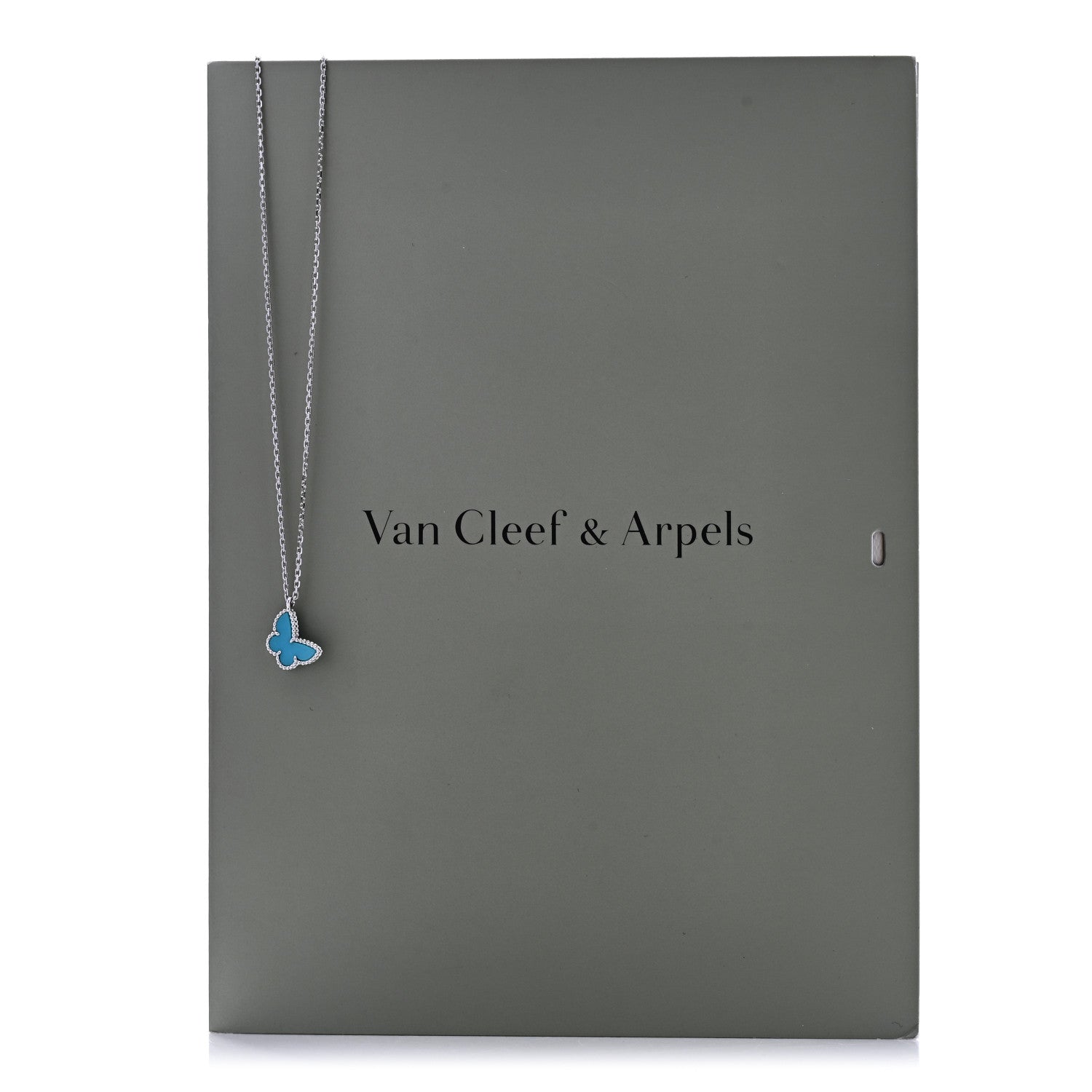 Van Cleef & Arpels 18K White Gold Turquoise Sweet Alhambra Butterfly Pendant Necklace 7 of 7