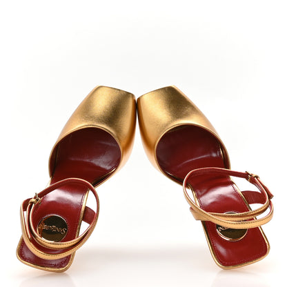 Saint Laurent Metallic Calfskin La Scandale 110 Sandals 38 Gold 2 of 8