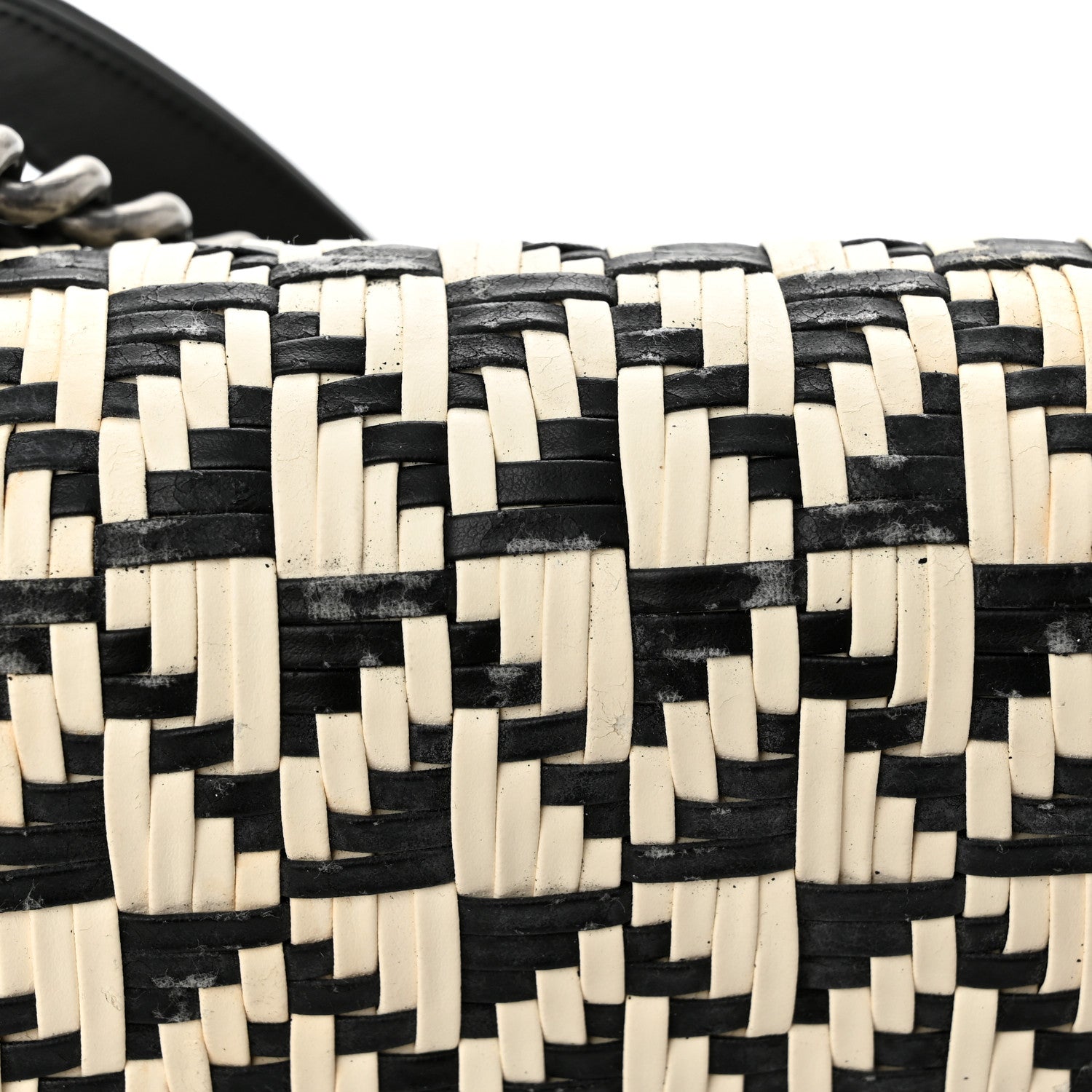 Chanel Calfskin Woven Medium Boy Flap Black White 11 of 14
