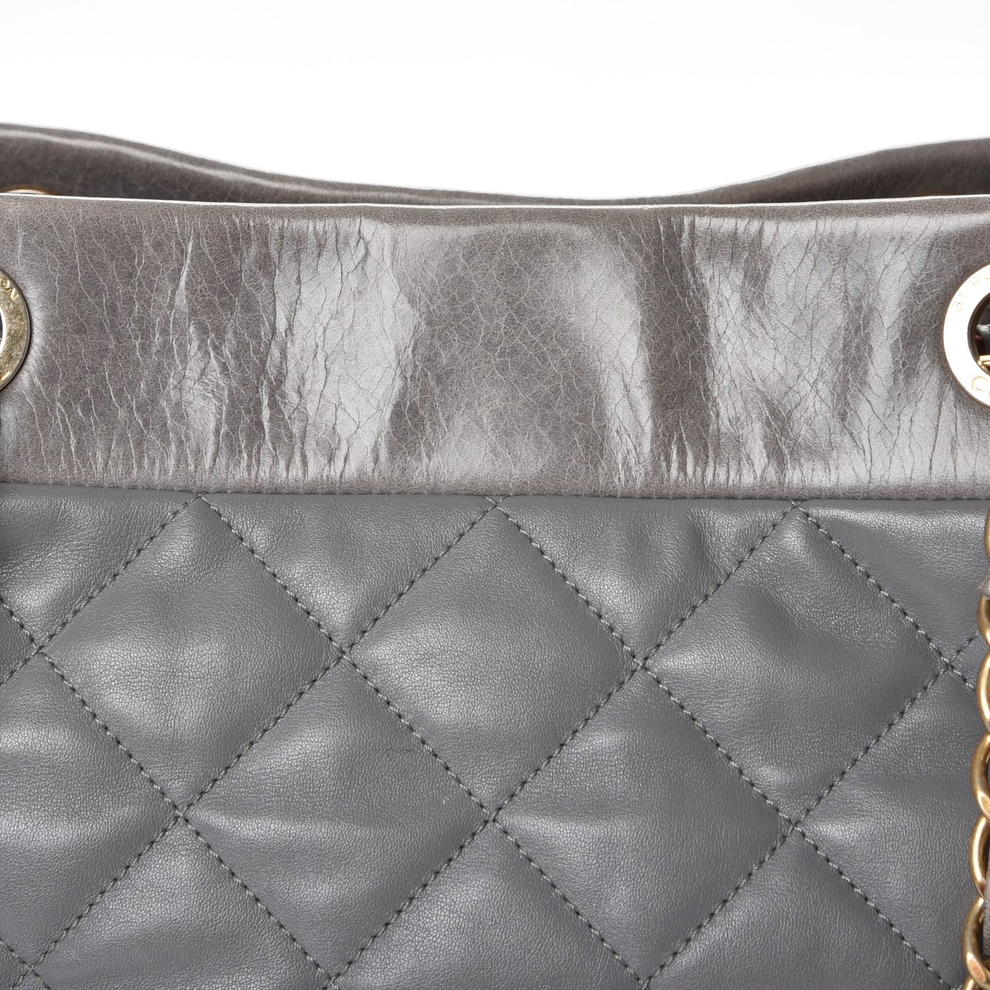 Calfskin Quilted Medium Soft Elegance Tote Grey