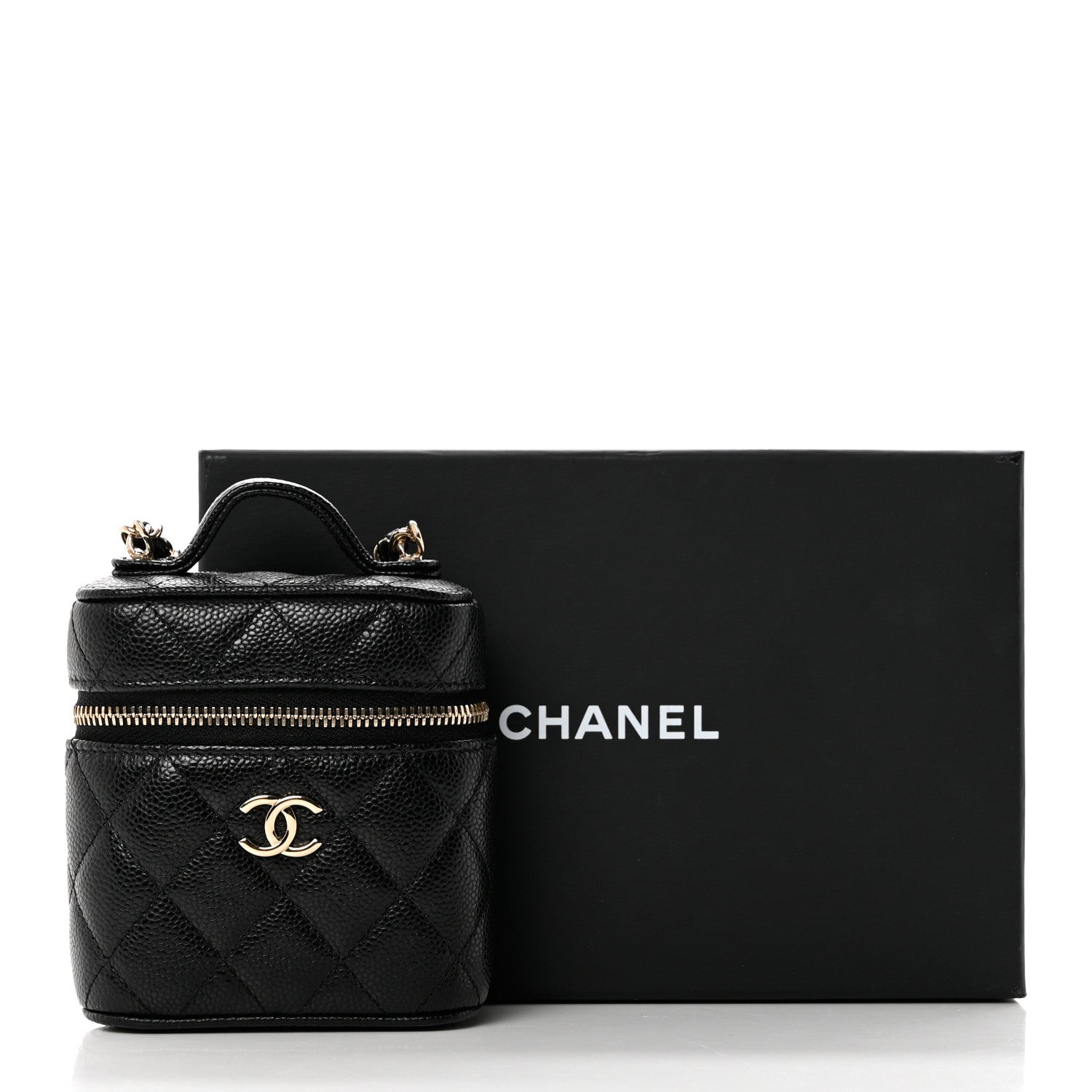 Chanel Caviar Quilted Small Handle With Care Vanity Case With Chain Black 8 of 8