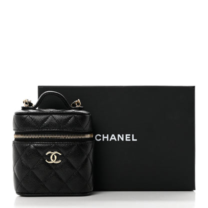 Chanel Caviar Quilted Small Handle With Care Vanity Case With Chain Black 8 of 8