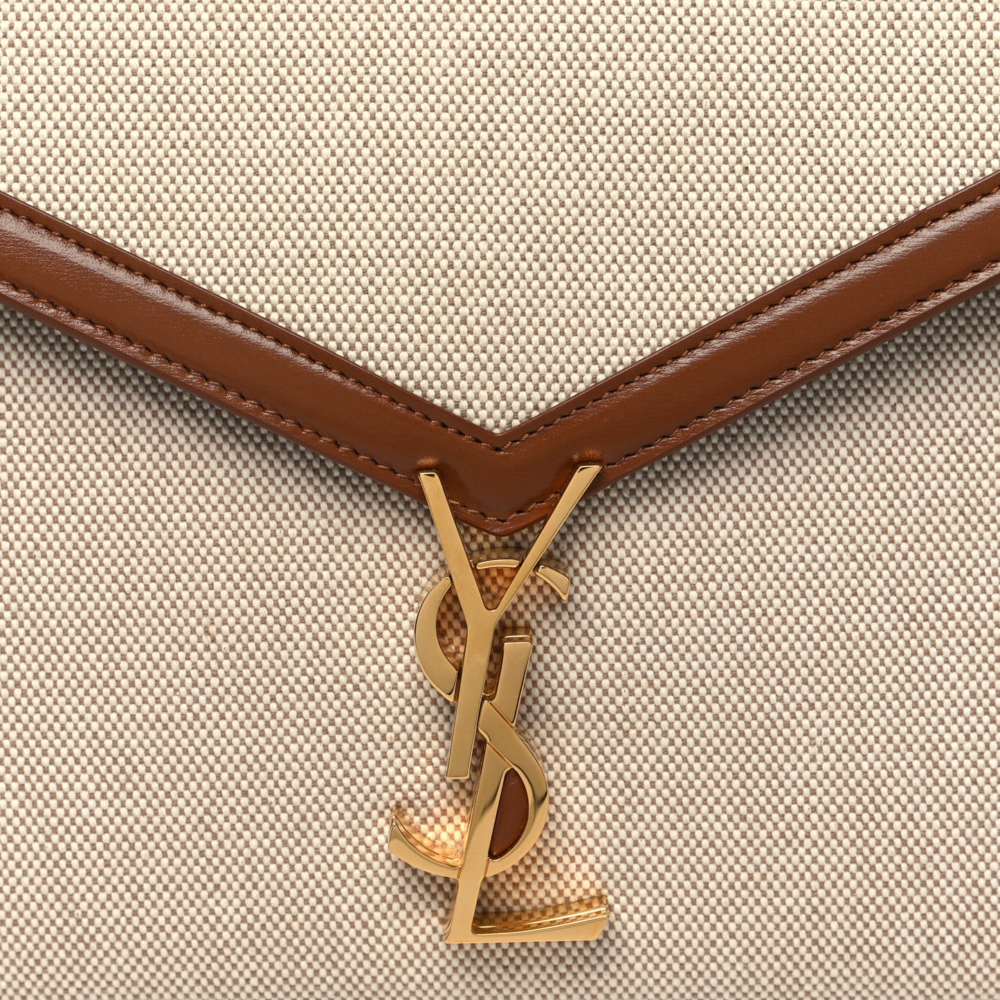 Canvas Calfskin Mini Classic Monogram Cassandra Top Handle Tan Natural
