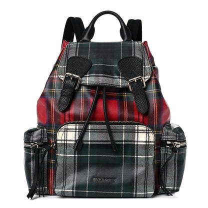 Burberry Laminated Tartan Patchwork Medium Rucksack Backpack Military Red 1 of 18