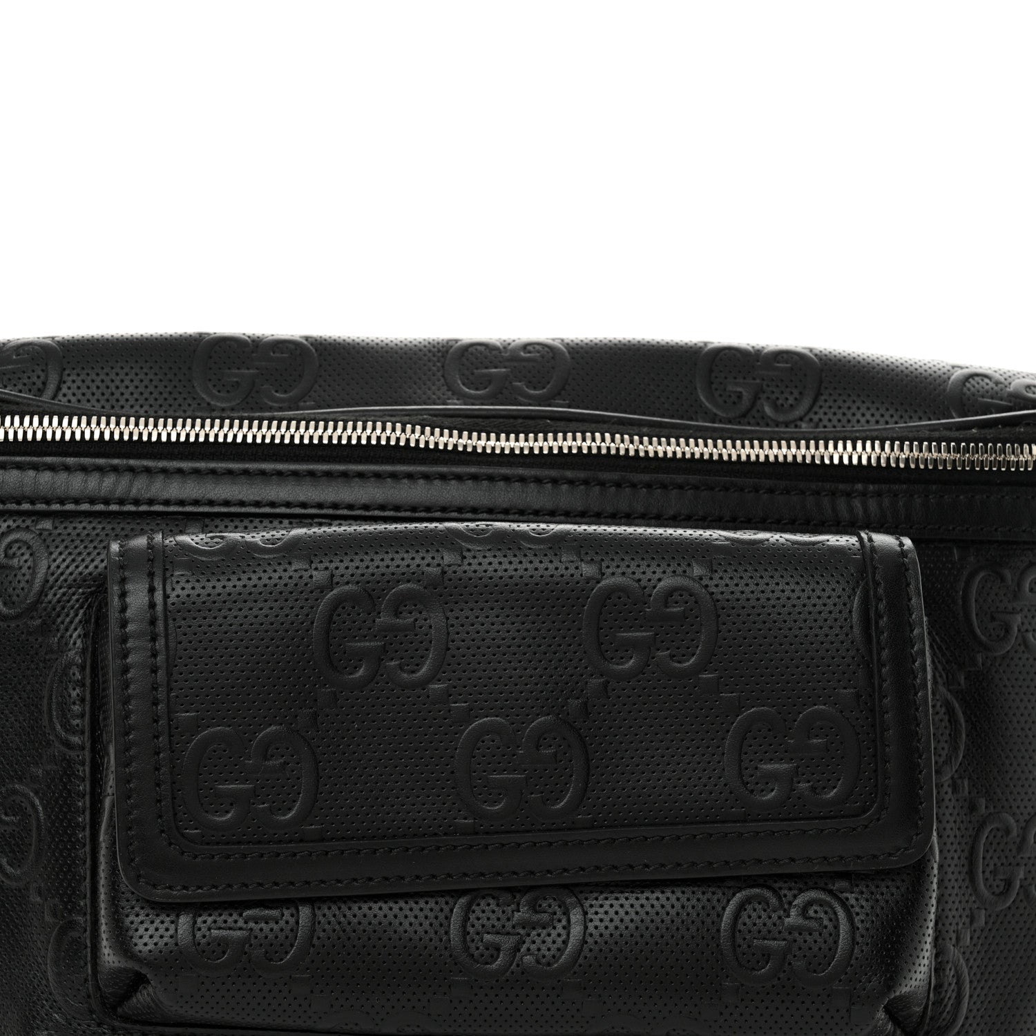 Gucci Calfskin GG Tennis Embossed Pocket Belt Bag Black 8 of 10
