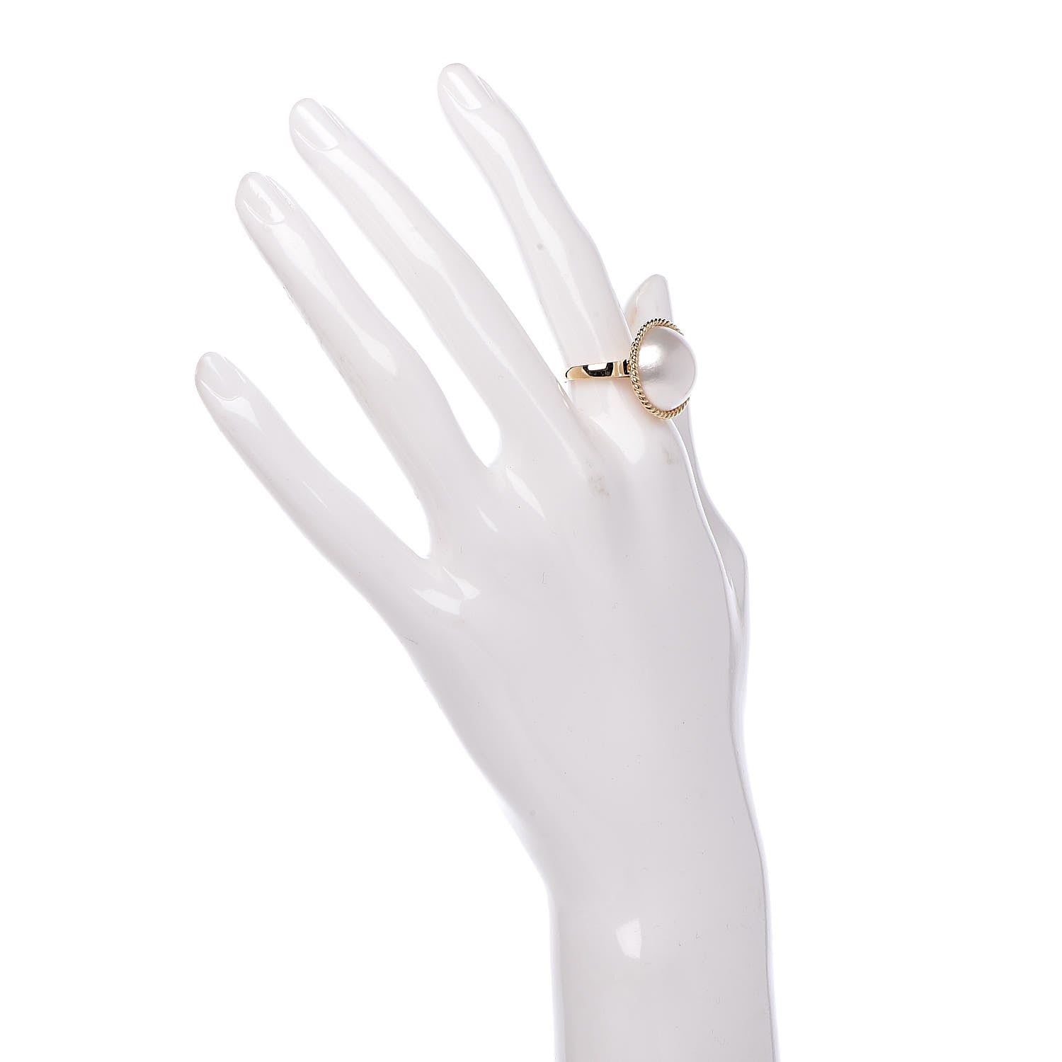 Mikimoto 18K Yellow Gold Mabe Pearl 16mm Cocktail Ring 51 5.75 2 of 5