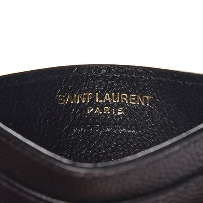Saint Laurent Grain De Poudre Matelasse Chevron Monogram Credit Card Case Black 6 of 8