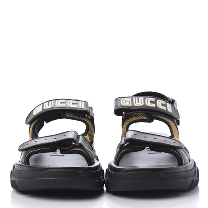 Gucci X SEGA Nappa Mesh Mens Aguru Sandals 12 Loess Black 2 of 10