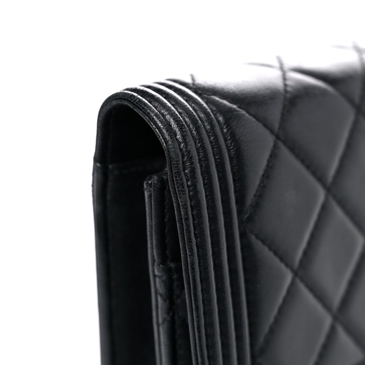 Lambskin Quilted Boy Wallet On Chain WOC Black