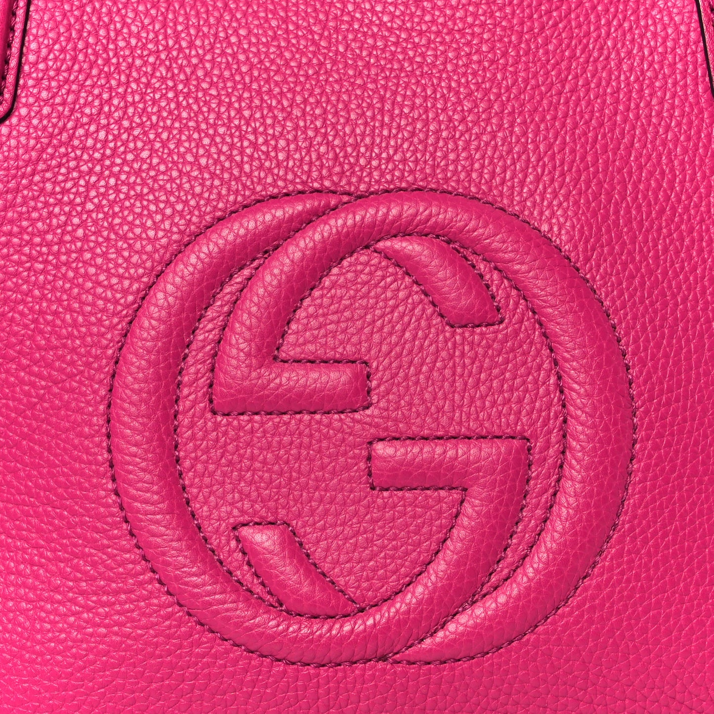Pebbled Calfskin Small Soho Top Handle Bag Bright Bougainvillea