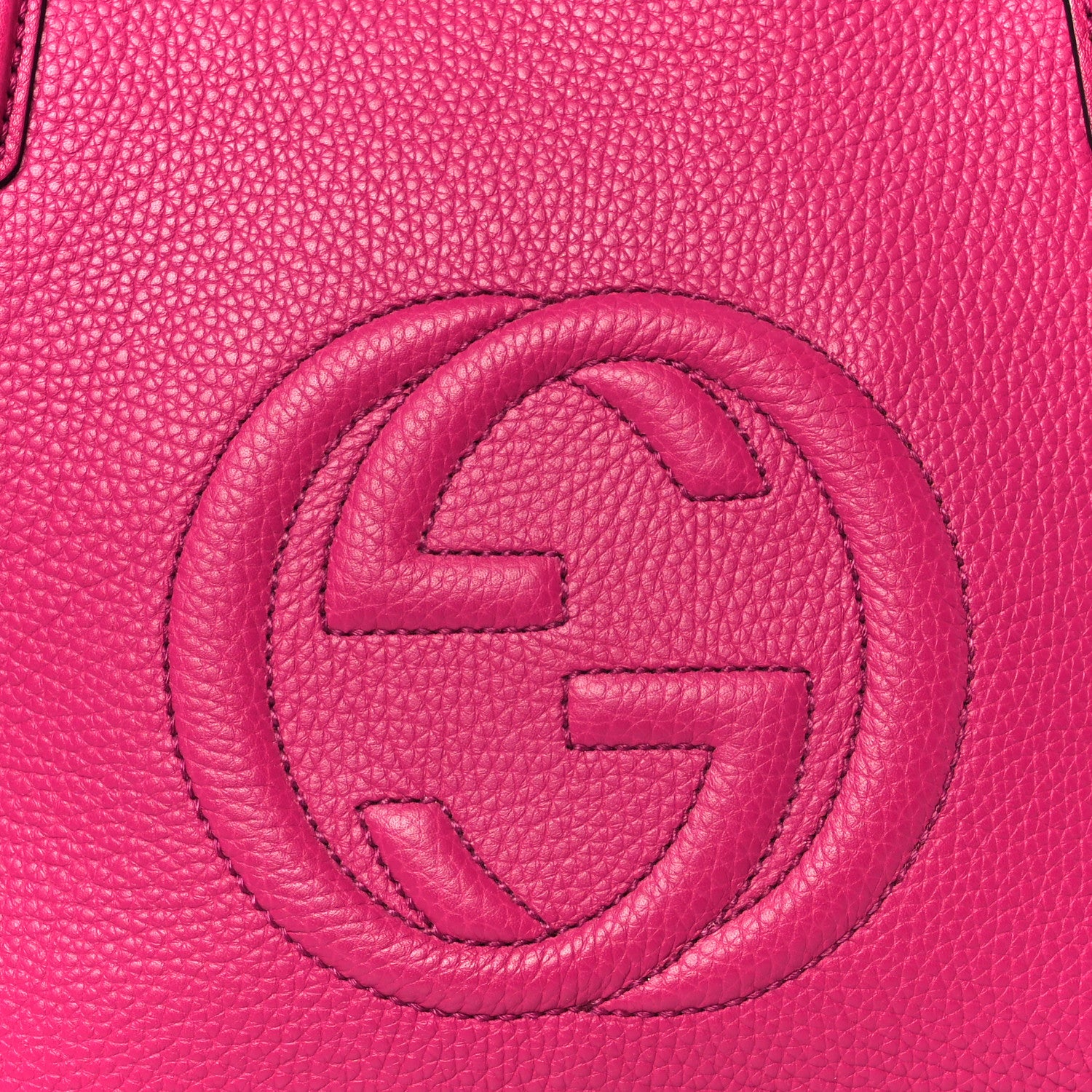 Gucci Pebbled Calfskin Small Soho Top Handle Bag Bright Bougainvillea 9 of 11