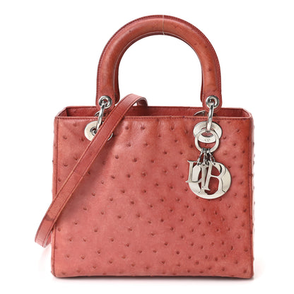 Christian Dior Ostrich Medium Lady Dior Red 1 of 10