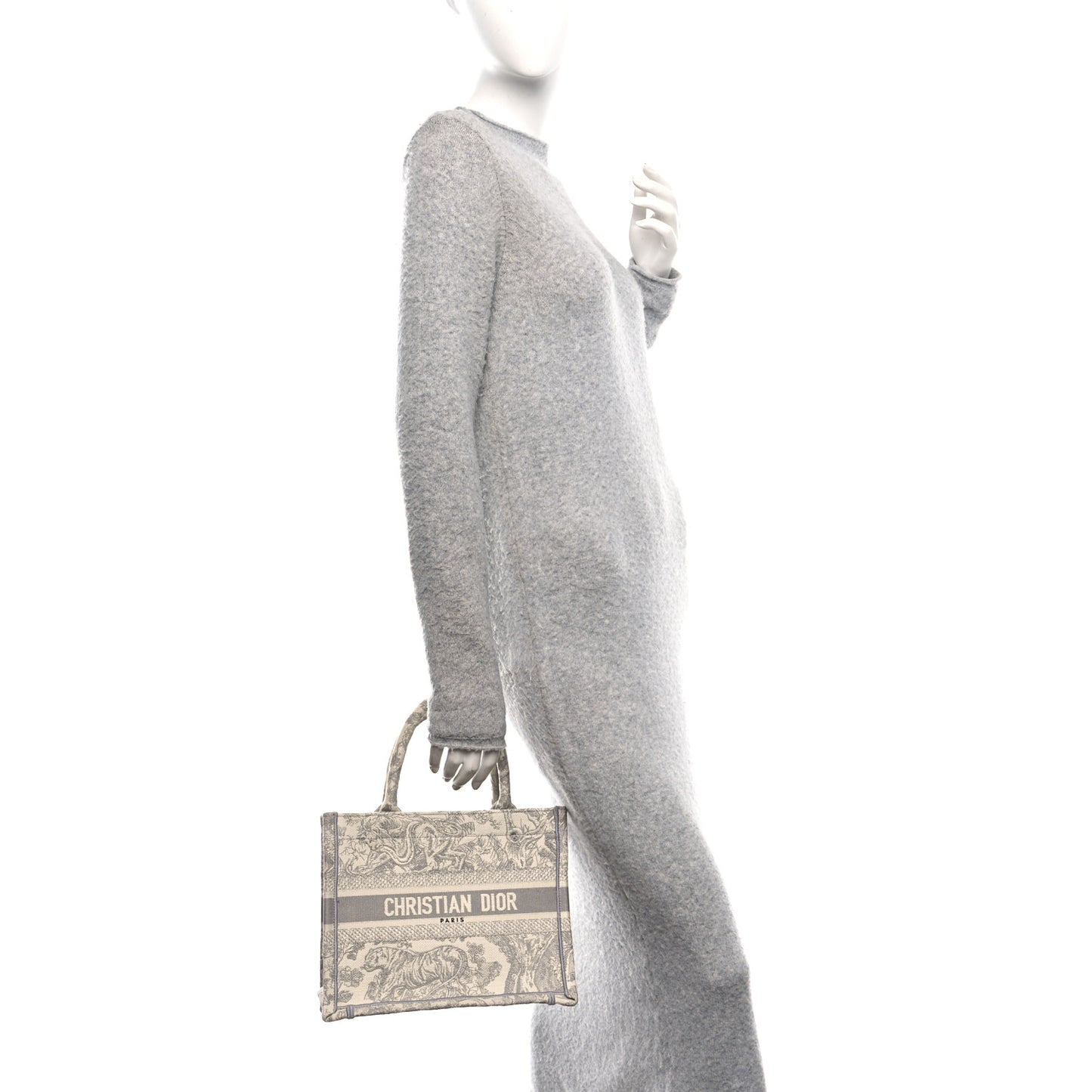 Canvas Embroidered Small Dioriviera Toile De Jouy Book Tote Gray