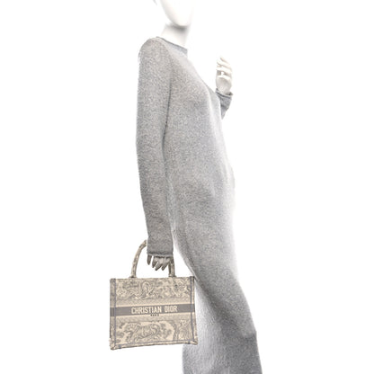 Christian Dior Canvas Embroidered Small Dioriviera Toile De Jouy Book Tote Gray 2 of 11