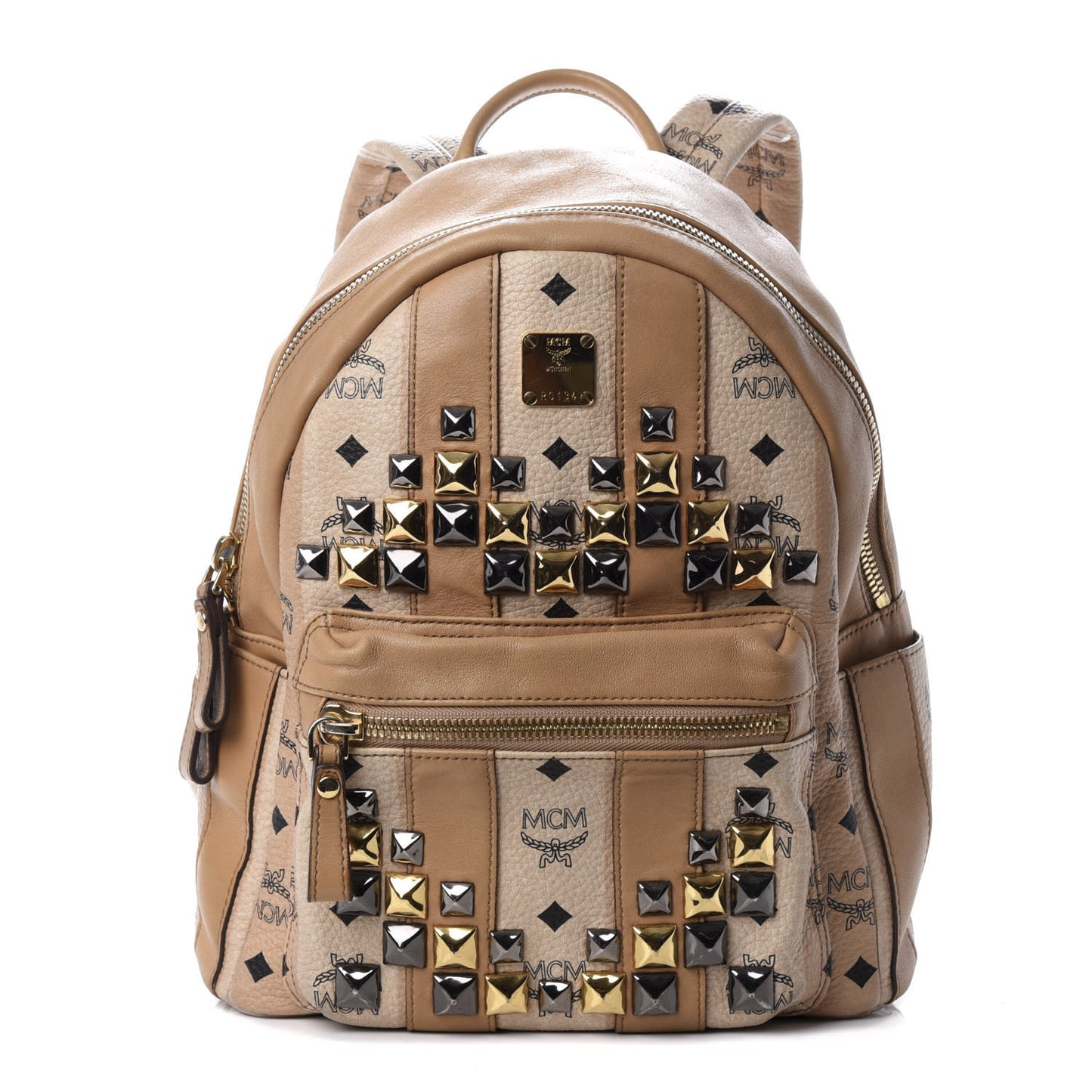 Visetos Striped Studded Small Stark M Backpack Beige
