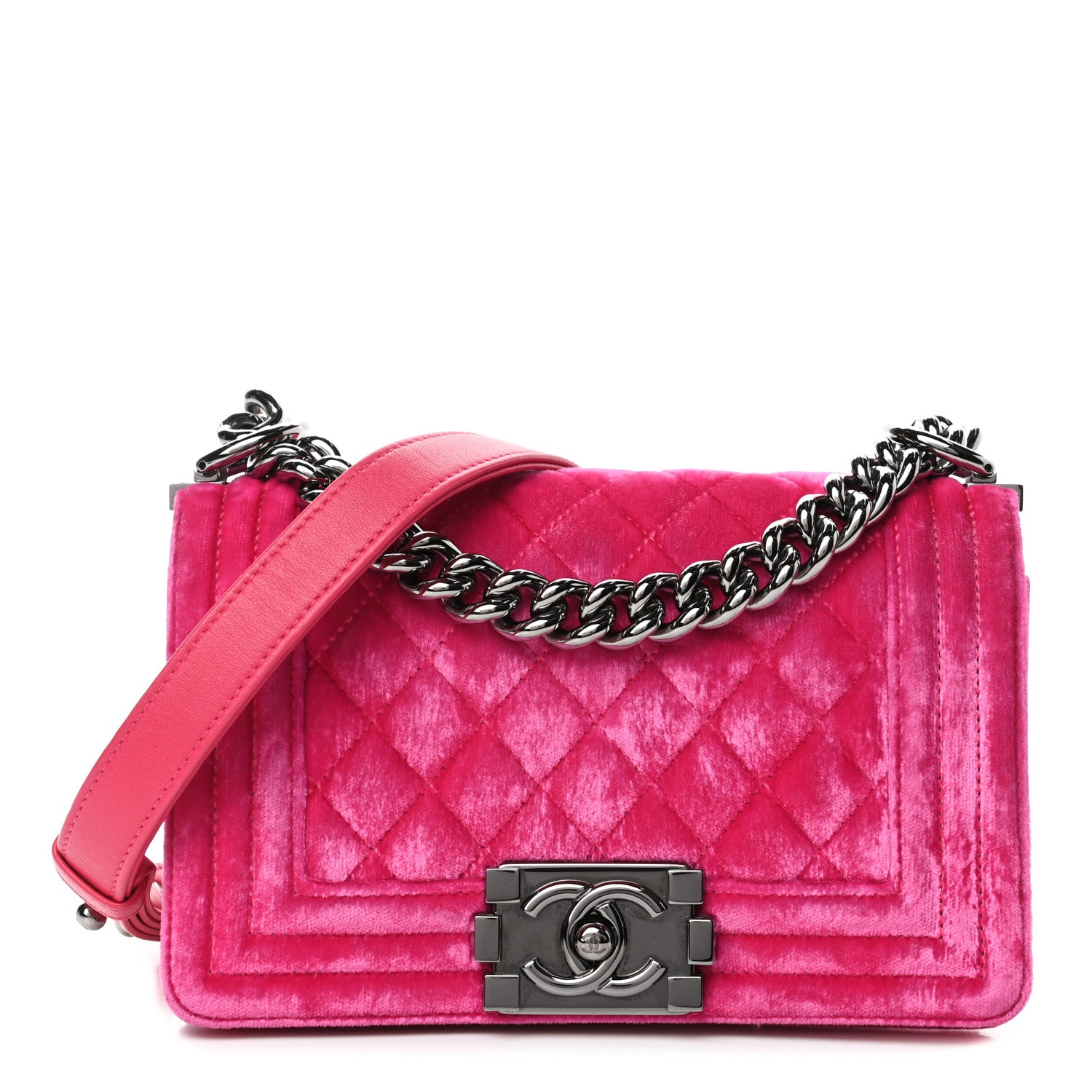 Chanel Velvet Quilted Small Boy Flap Pink 1 of 4