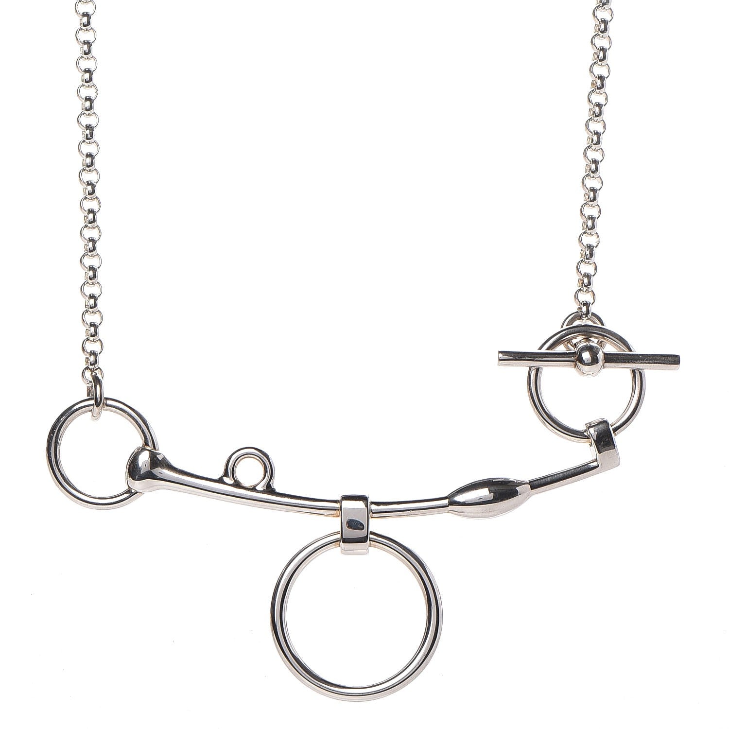 Hermes Sterling Silver Mors de Bride Long Necklace 4 of 9